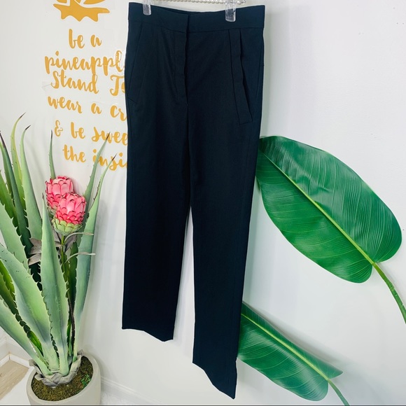 DIANE von FURSTENBERG Black Straight Trouser Pants Size 0 - Picture 2 of 13